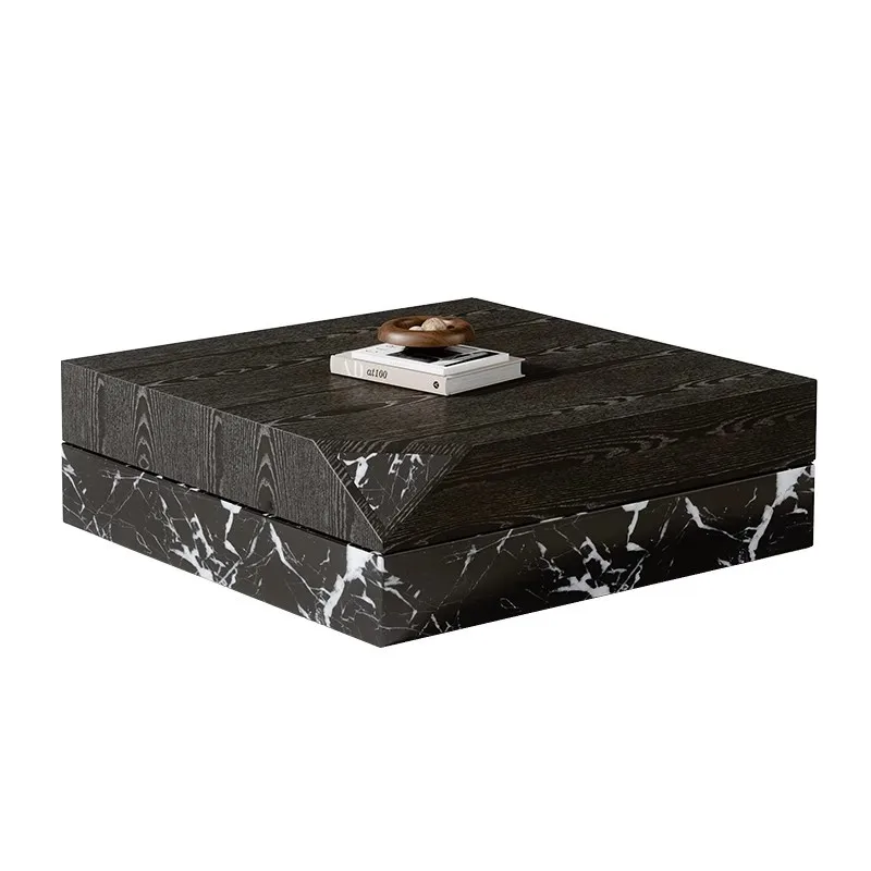 Italian minimalist coffee table designer rotatable drawer storage living room creative home wabi sandy wind wood grain high