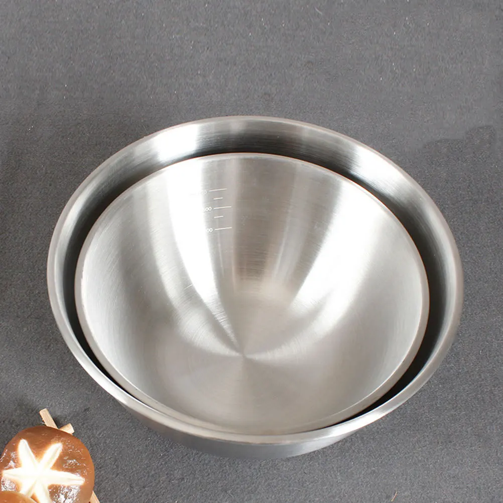 وعاء خلط من الفولاذ المقاوم للصدأ 2L ضرب البيض سلطة حساء المعكرونة تخزين أداة المطبخ وعاء متدرج ملحقات الخبز #3