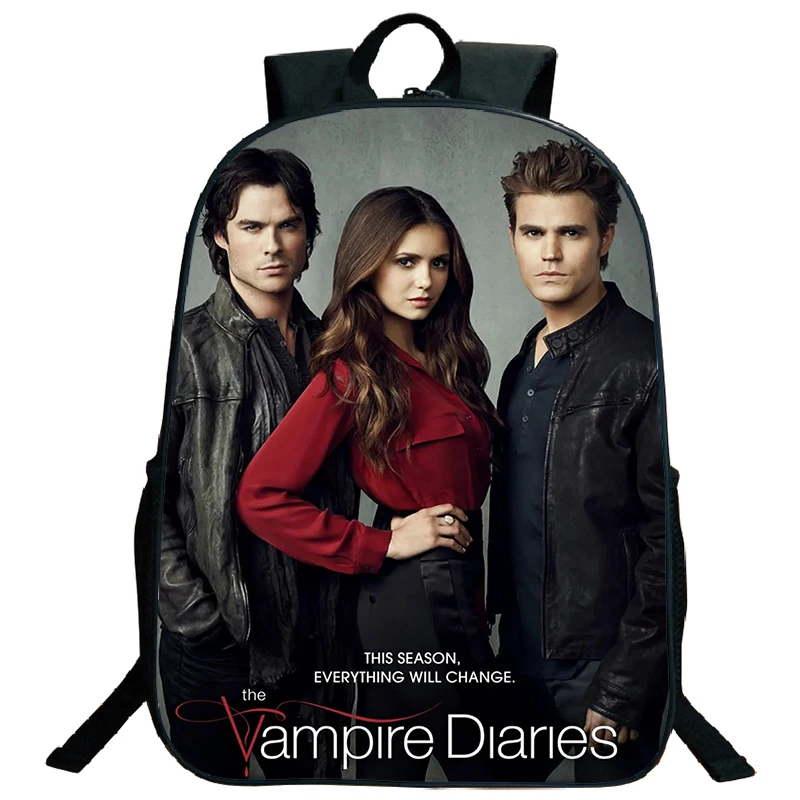 The Vampire Diaries Pattern Backpack Men Rucksack Children Schoolbag Large Capacity Knapsack for Boys Girls Films Fans Gift
