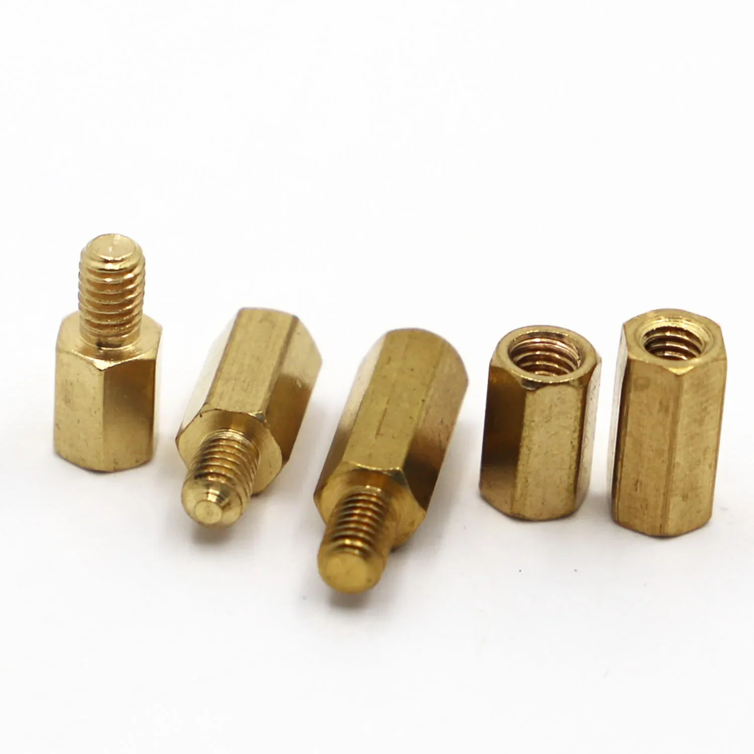 10pcs M2 M2.5 M3 M4 Solid Copper Brass Hexagon Standoff Hex Pillar M-F F-F Male-Female Female Spacer for PCB Board Motherboard