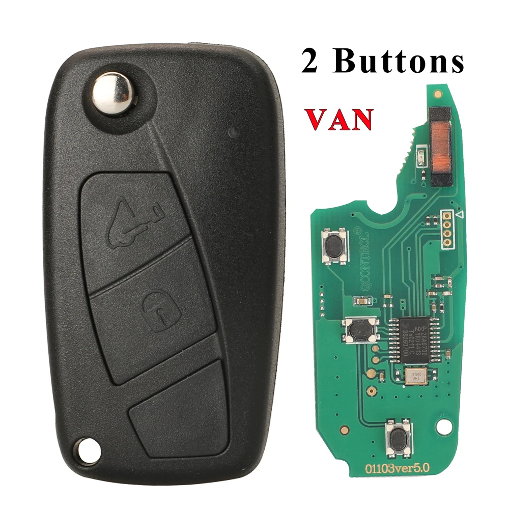 Jingyuqin Flip Afstandsbediening Autosleutel voor VAN Fiat Fiorino 500 Doblo Grande Punto Punto Evo Punto Qubo 2/3BTN 433MHz PCF7946 Delphi BSI