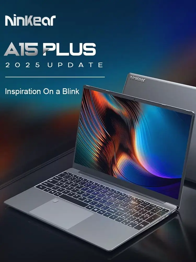 Ninkear A15 Plus Laptop, AMD Ryzen 7 5825U, 15,6" FHD IPS-Display, 32GB DDR4 RAM, 1TB PCIe SSD, 57Wh Akku, Fingerabdrucksensor, beleuchtete Tastatur, WLAN