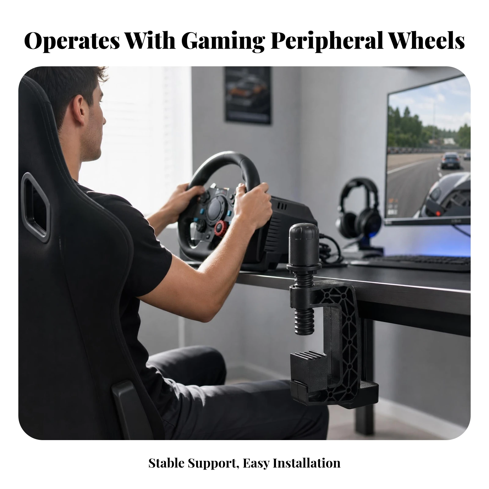 G-Style Wheel Clamp Rigid Threaded Screw Gaming Accessory Logitech Wheel Bracket