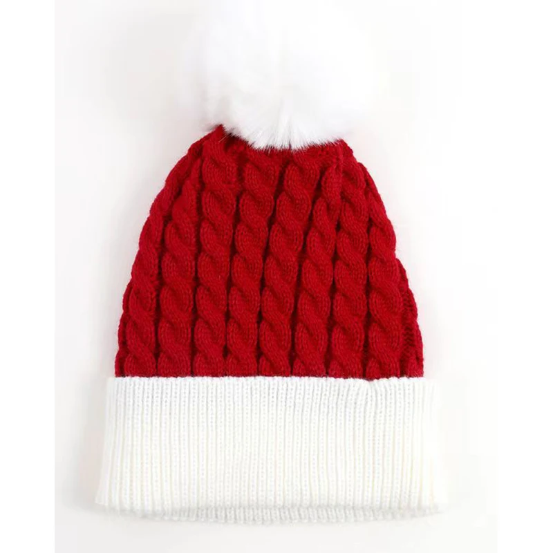 Adult Christmas Knitted Hat Elf Santa Beanies Santa Claus Red Green Striped Knitted Crochet Hat Merry Christmas Happy New Year