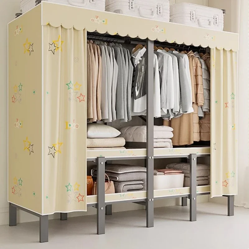 

Space Saving Wardrobe Full Size Multifunction Foldable Bedroom Wardrobe Storage Closet Metal Szafa Na Ubrania Home Furniture