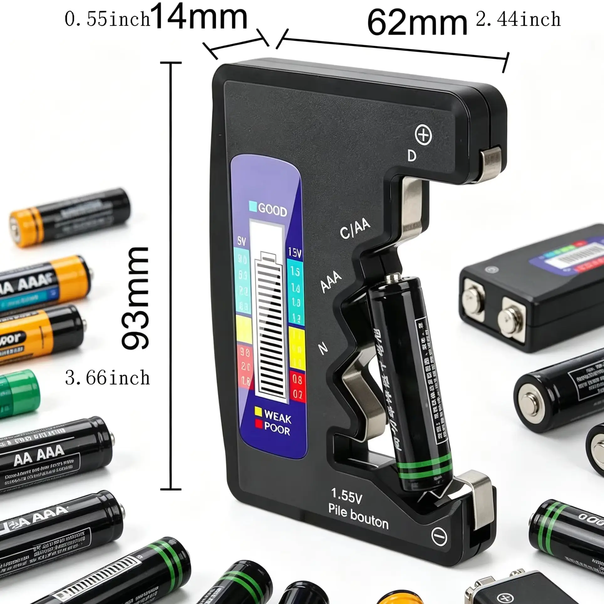 BT-886 Portable Battery Capacity Indicator Compact Size Lithium Battery Level Tester Digital Display Battery Voltage Meter