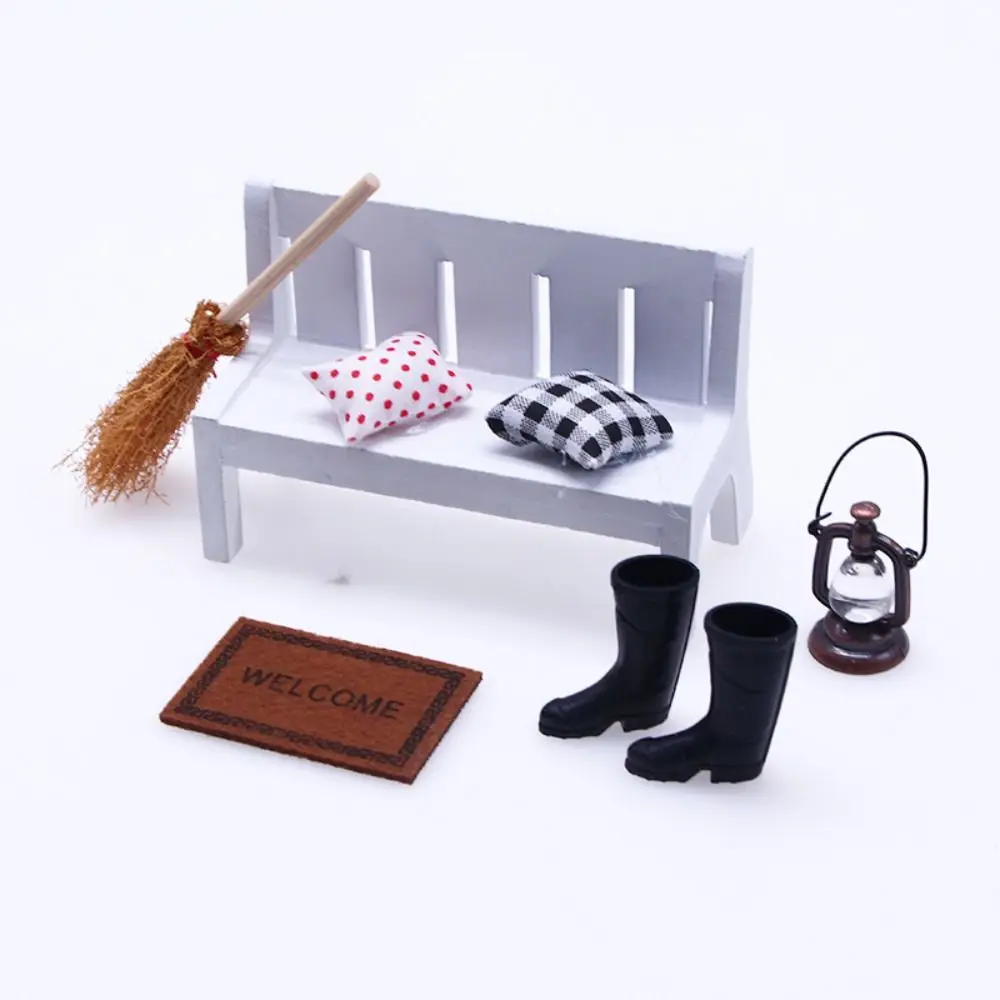 New Plaid Mini Dollhouse Simulated Cotton Pillow Model Printed Cotton Miniature Sofa Cushion Bed Furniture Girls