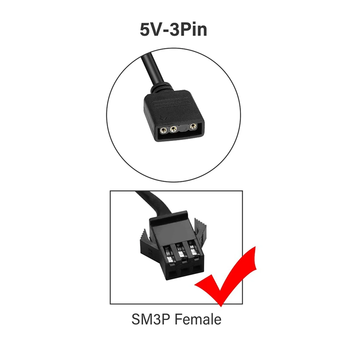 4 Adet RGB Uzatma Kablosu 5 V 3-Pin SM 3Pin Dişi ARGB Konnektör RGB Fan için Adreslenebilir Adaptör Kablosu, PC LED Strip_A02I
