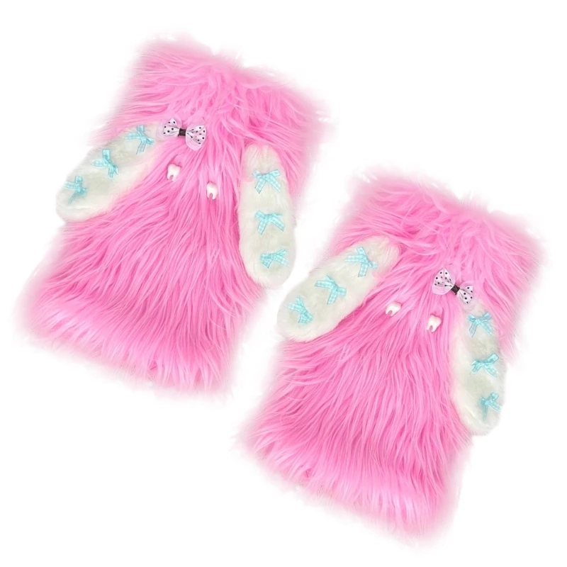 Fuzzy Faux Furs Leg Warmers Furs Long Boot Cuffs Cover Pair Carnivals Boot Cover JK Uniform