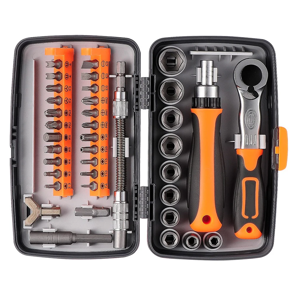 

38 in 1 Screwdriver Set Retractable Household Multifunctional Plum Shaped Rice Word Ratchet Screwdriver Box 1 Set