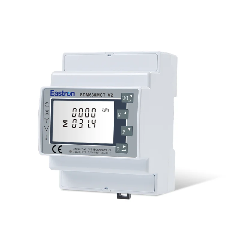 SDM630MCT non-MID 1/5A CT connected Mutli Function Four Module Three Phase Digital Din Rail Power Meter, RS485 port Modbus RTU