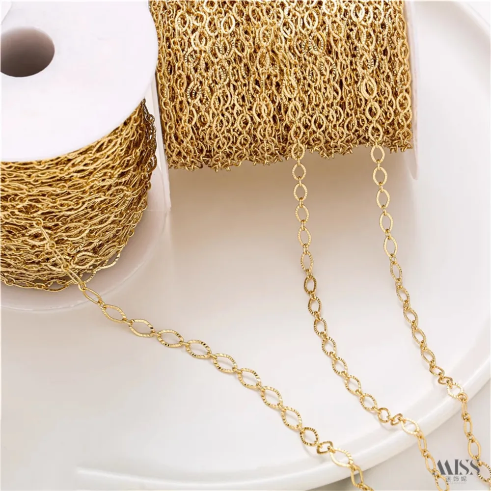 

14K Gold Double-sided Batch Flower Mother O Chain Embossed Chain Loose Chain DIY Handmade Necklace Bracelet Accessory Material