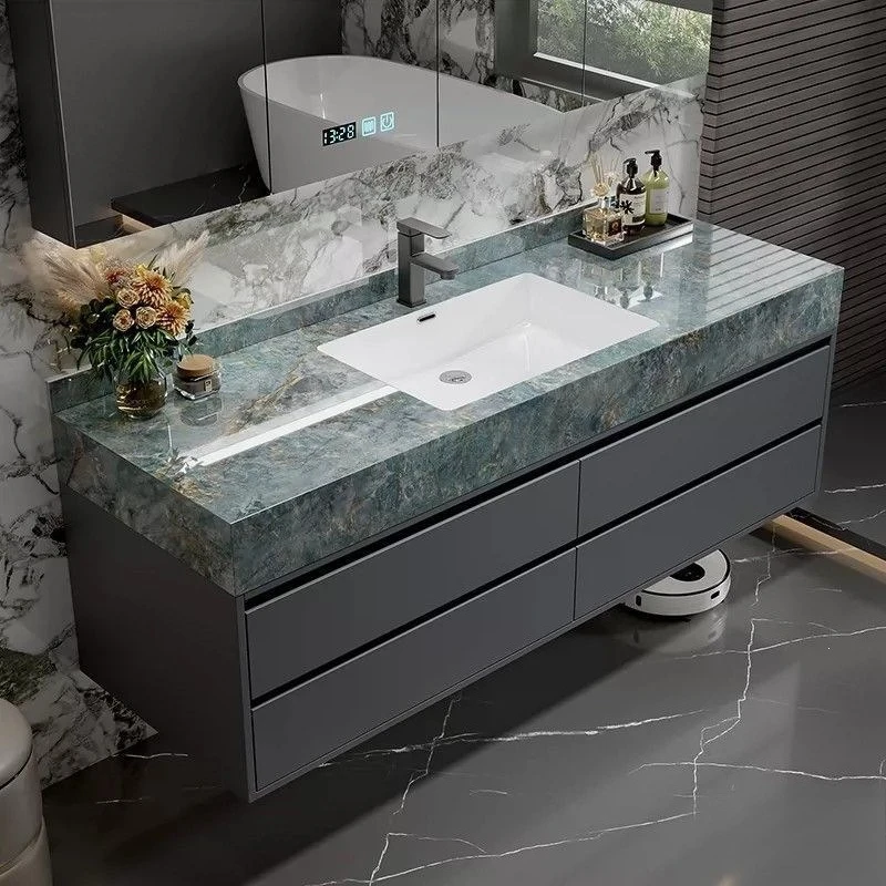 Bathroom Cabinet Sapphire Slate Ceramic Basin Smart Mirror Cabinet Four Pumping Storage Hanging Washbasin