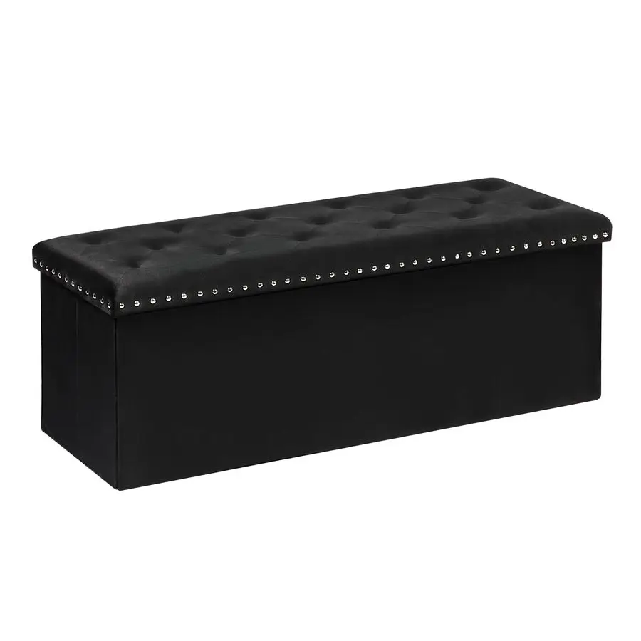 

Storage Ottoman Bench, Folding Tufted Ottomans with Storage, Extra Large 140L Footrest Bench for Bedroom, Luxury Velvet Fabric