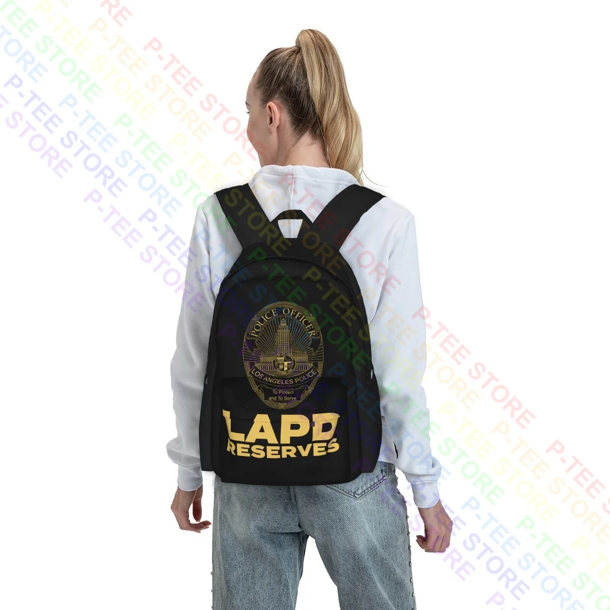 Lapd Los Angeles Police Dept Reserves Recruiting Med Lec 1St Responder Large Capacity Backpack Swimming Art Print