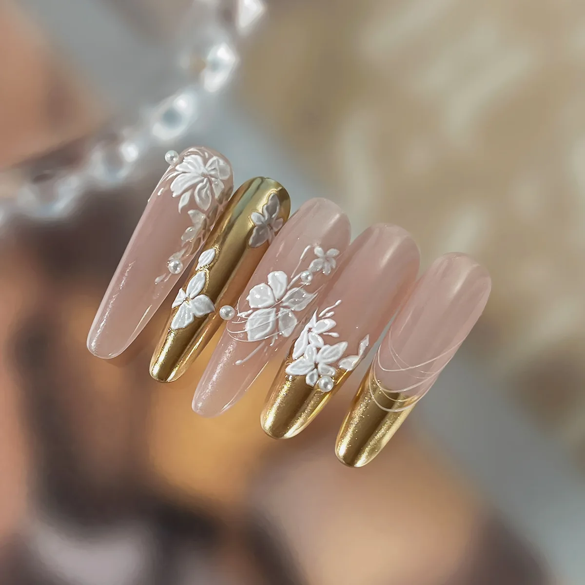 Gold-embossed Exquisite Floral Nail Stickers Simple  Fashionable Versatile Decorative Sticker Accessories DIY Nail Art Stickers