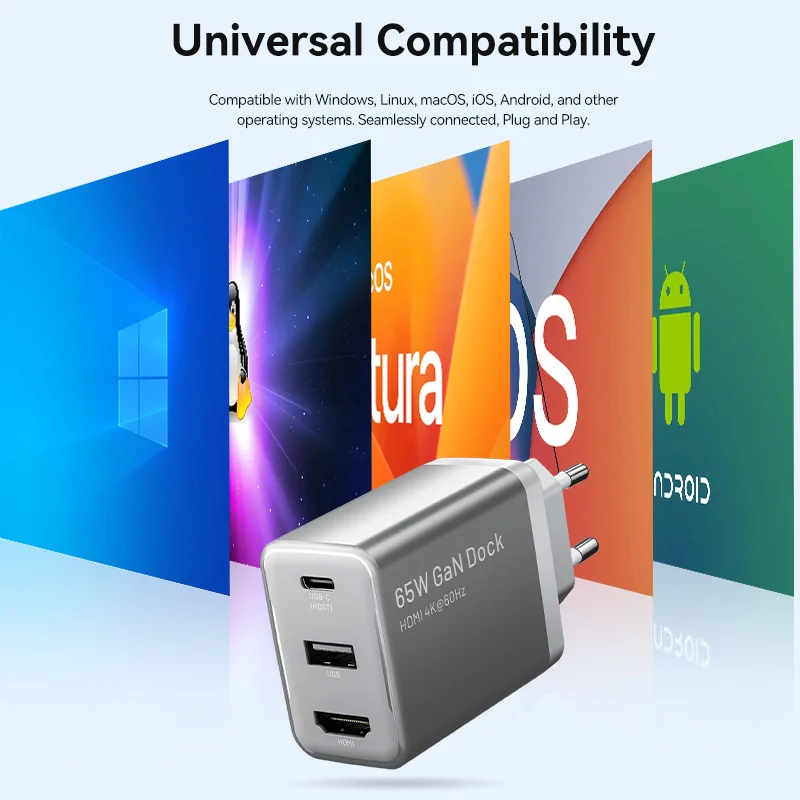 Vention التبديل قفص الاتهام شاحن لنينتندو سويتش PD 65 واط غان شاحن سريع للتلفزيون 4K HDMI أندرويد الهاتف الذكي اللوحي آيفون المحمولة