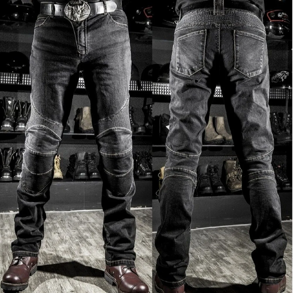 Męskie jeansy motocyklowe, spodnie denimowe, elastyczne spodnie oryginalne, spodnie terenowe, odzież ochronna, streetwear y2k