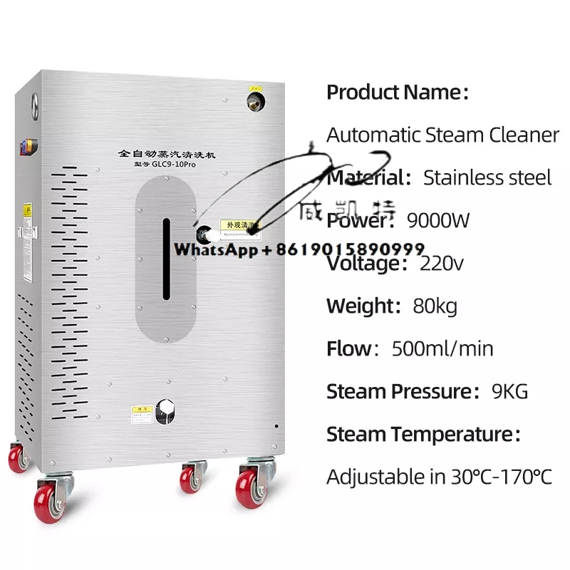SPS 304 منظف البخار 220 فولت 50 هرتز 9KW موتور تيار مباشر 9Bar غسيل السيارات آلة البخار جهاز تنظيف بالبخار عالي الضغط