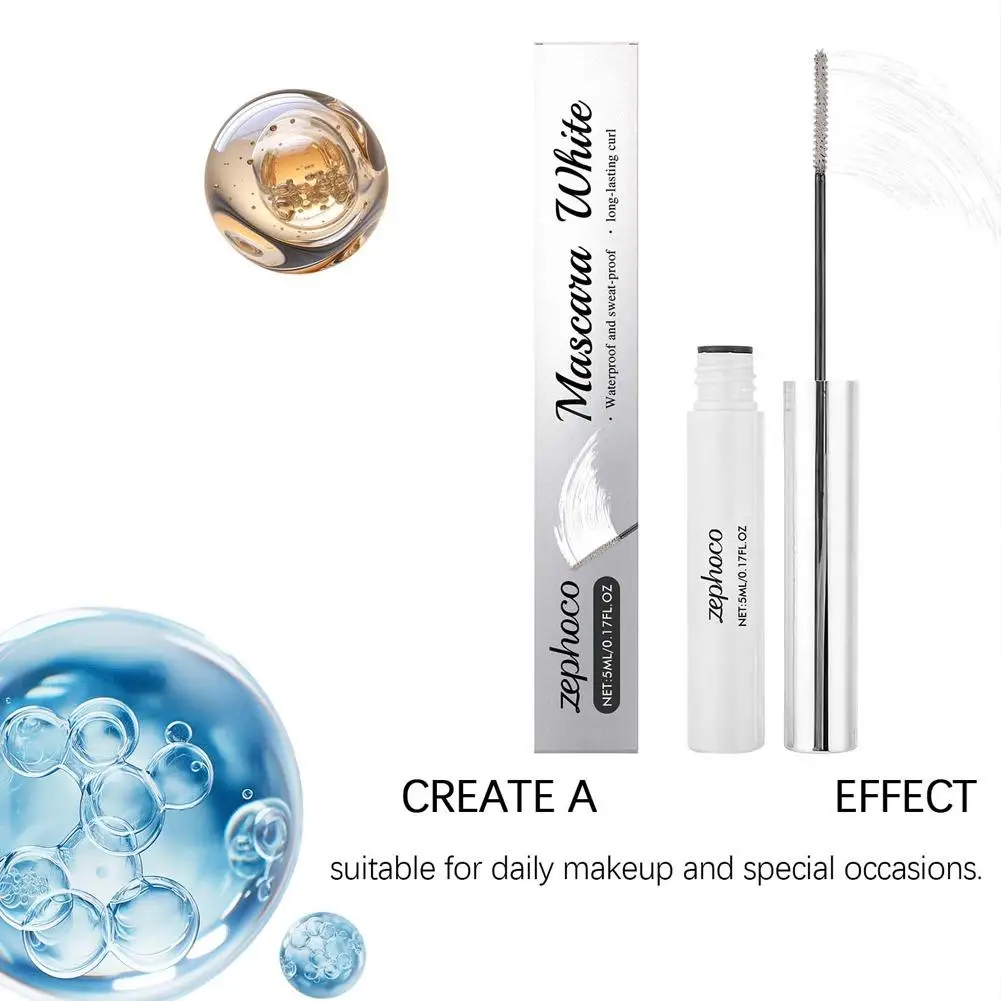 1PC ホワイトカーリングマスカラは、3D 防水性と耐汗性を備えたボリュームたっぷりで長持ちするまつげを作り出します。