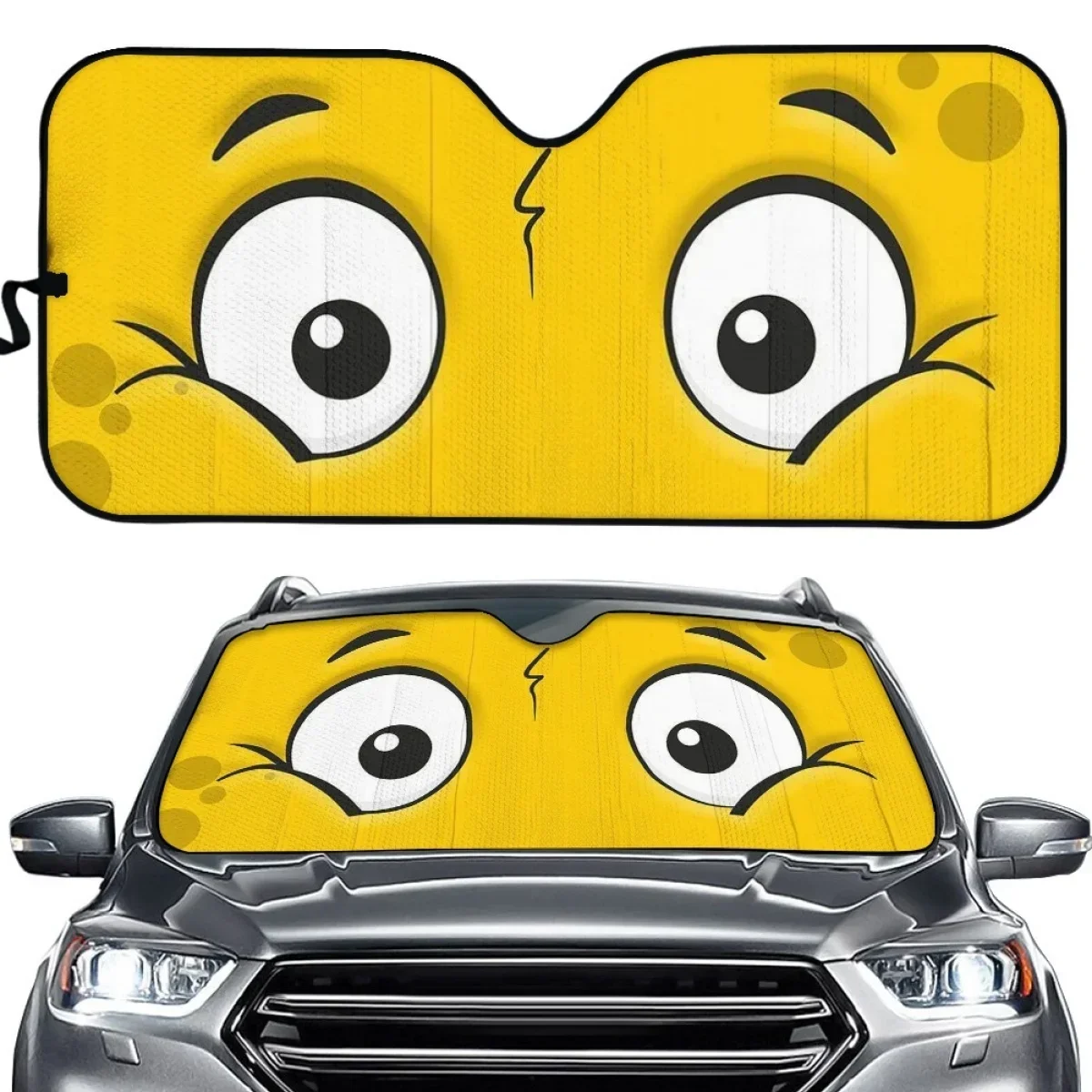 Cute Yellow Eyes Pattern Car Sunshade Pig In Sunglasses Car Windshield Auto Parts Car Protection Window Sunshade Screen Trim New