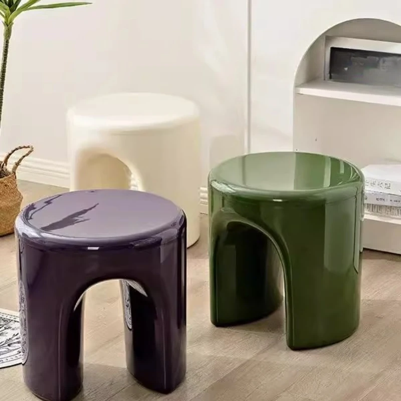 

Cream plastic low stool creative round edge few bedside corner few living room small coffee table entry shoe change round stool