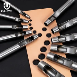 Leather Hollow Punch Set Round Hole Punch Tool 5-15 Pcs Kit Steel DIY Craft Working for Watch Band,Fabric,Plastics,Gasket Belt