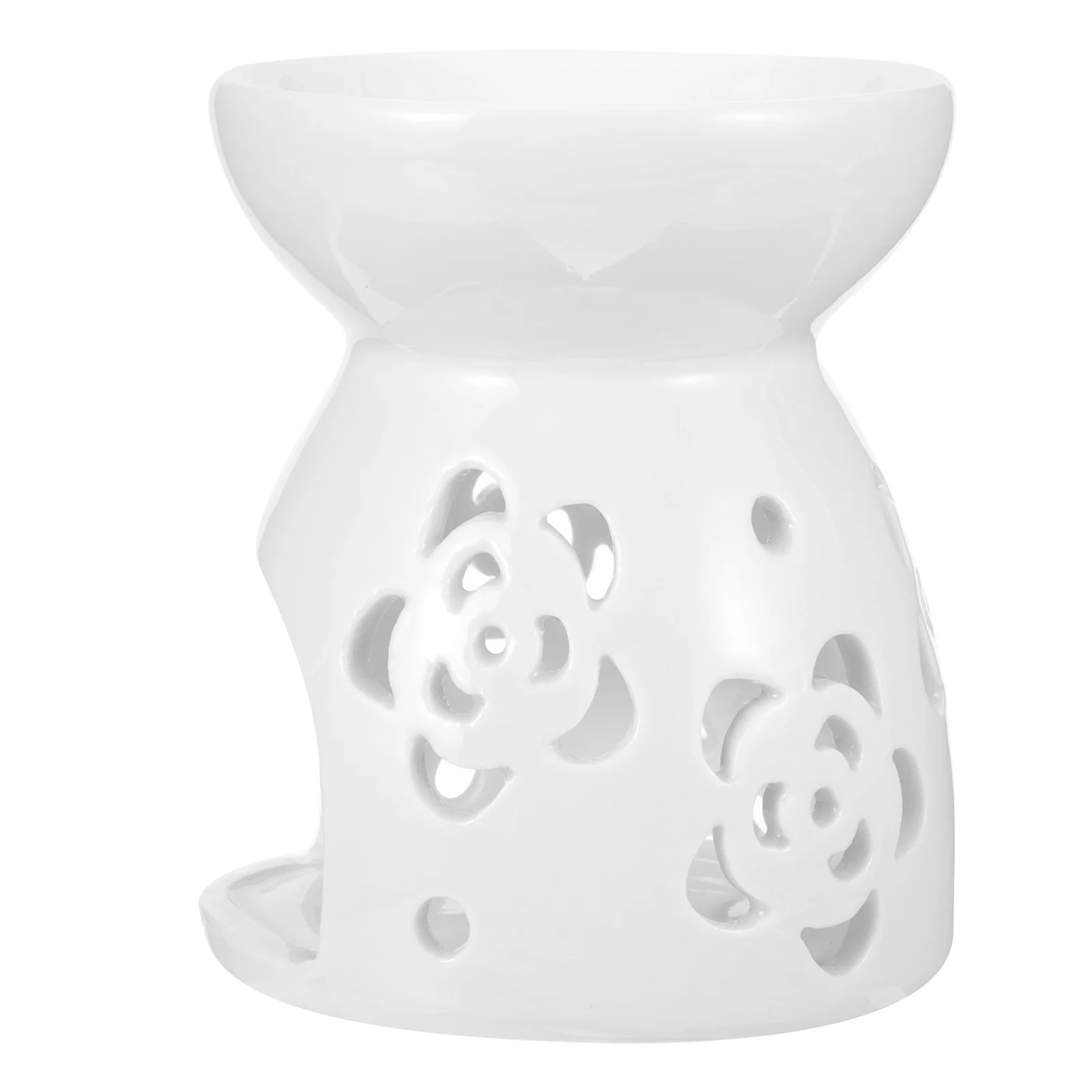 

Tealight Ceramic Essential Oil Burner Large Capacity Hollowed-Out Design Aromatherapy Furnace Home Office Decoration Ceramic Wax