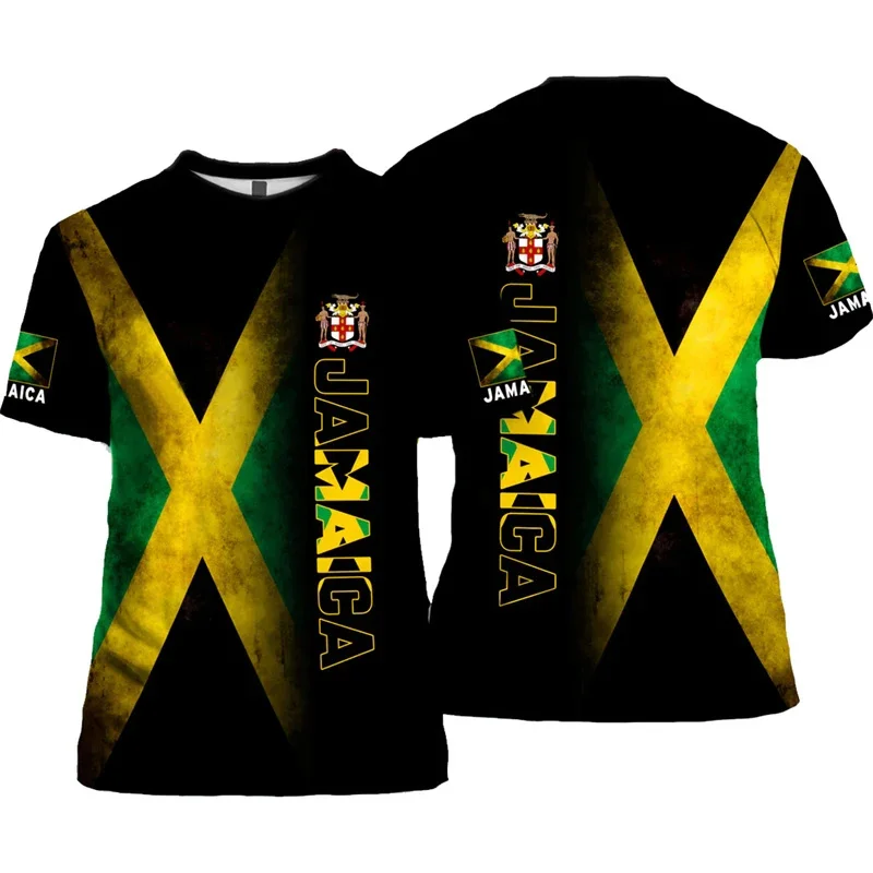 Jamaica Flag Graphic T Shirt For Men Jamaican National Emblem 3D Printed Short Sleeve Summer Streetwear T Shirts O-Neck Top Tees view 5