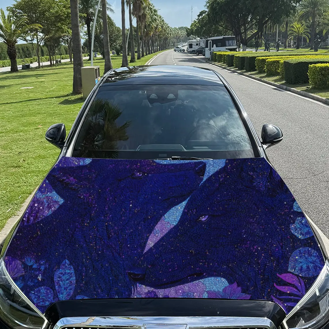 

Enchanting Purple Painted Car Hood Stickers - Self-Adhesive, Waterproof and Durable Vinyl Wrap, Decorate And Protect Your Car, F
