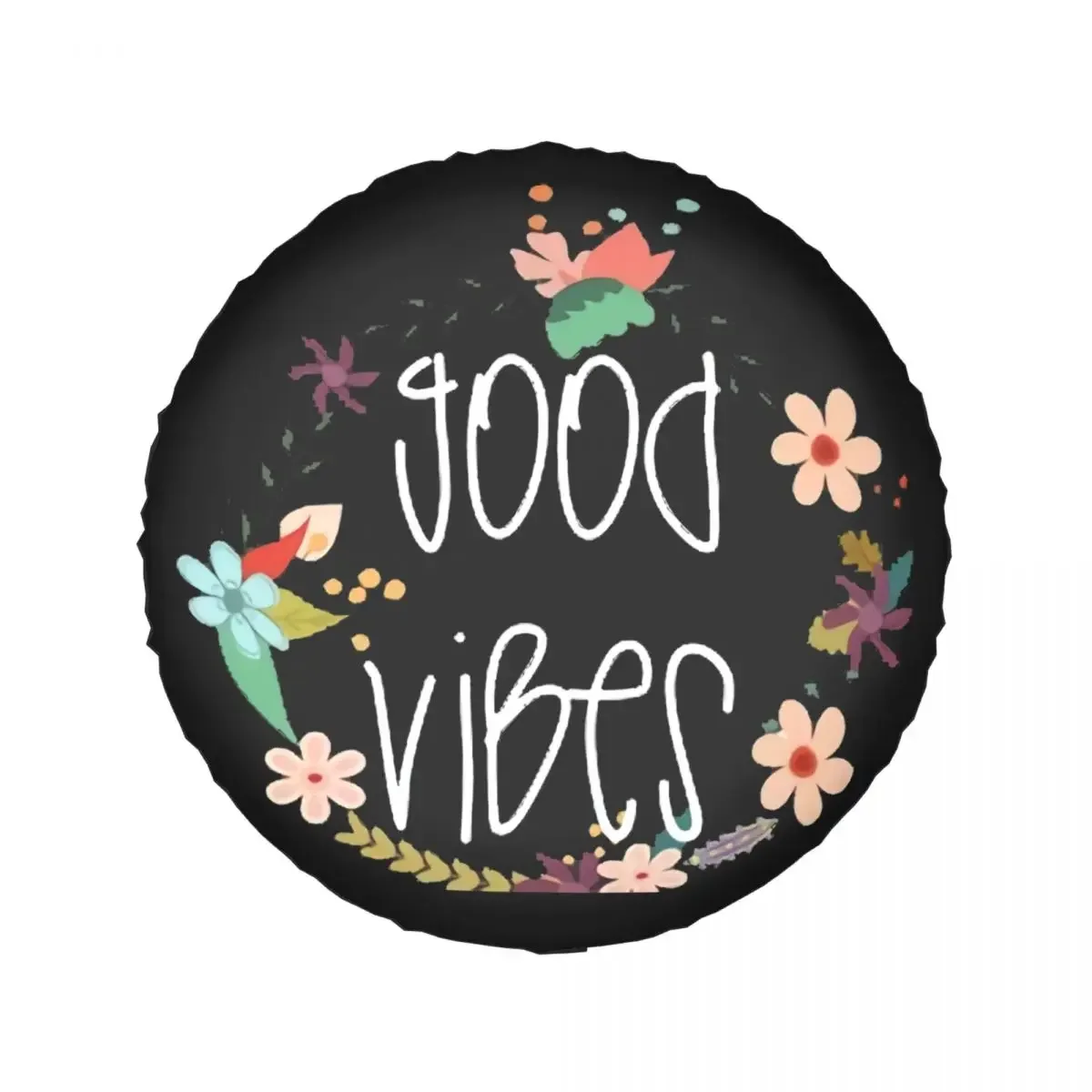 Custom Good Vibes Flower Spare Tire Cover for Mitsubishi Pajero 4WD 4x4 Trailer Car Wheel Protectors 14