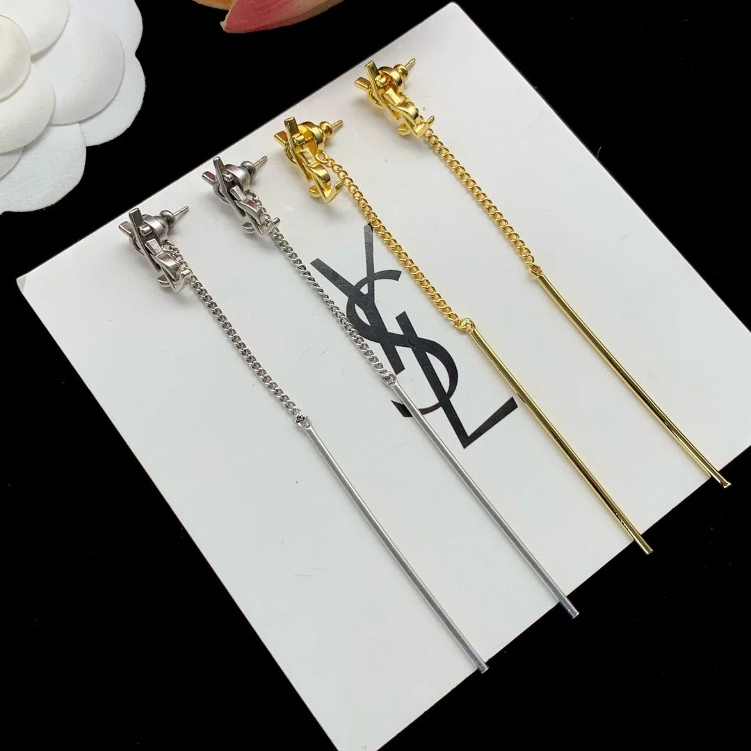 أقراط كورية متدلية بشراشيب للنساء ، لون فضي ، سلسلة معلقة ، خط أذن ، موضة عتيقة ، مجوهرات عصرية ،