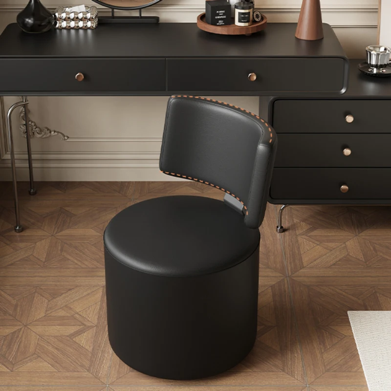 2024 New Dressing Table Stool Bedroom Backrest Rotating Makeup Chair Antique Round Stool Toilet Makeup Furniture Living Room image 2