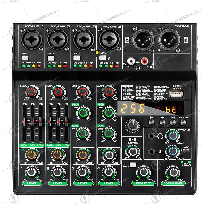 mixer-audio-a-6-canali-con-256-effetti-dsp-mp3-e-bluetooth-per-performance-dal-vivo-e-registrazione