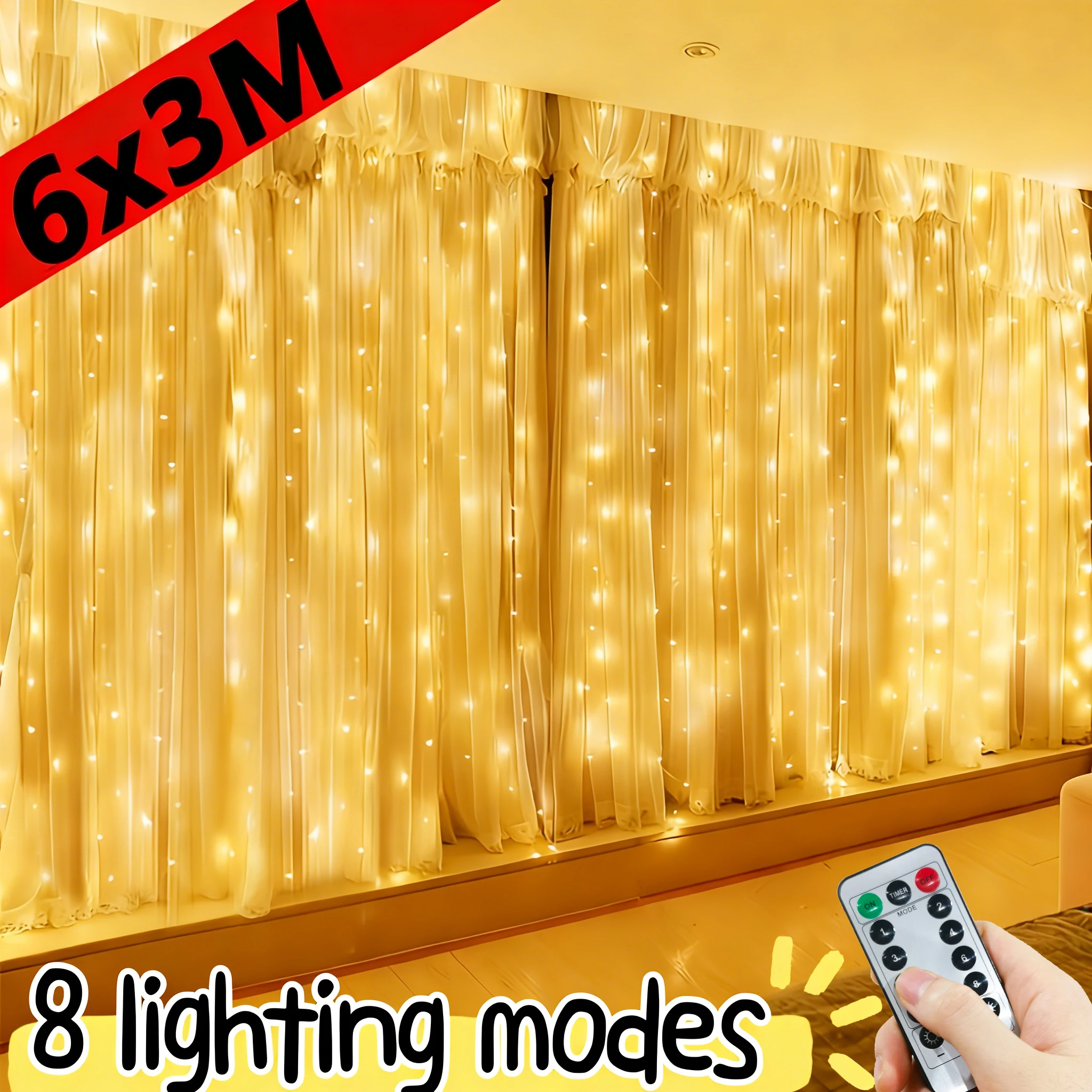 

Светодиодные гирлянды-шторы с 8 режимами, пультом ДУ и USB-питанием, праздничный декор для дома, Нового года, спальни, свадьбы, украшение для интерьера