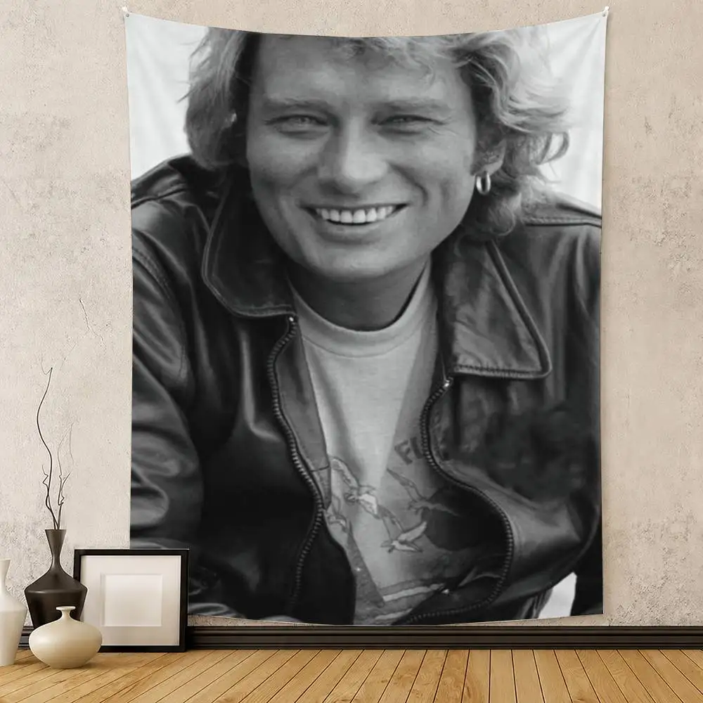 J-Johnny H-Hallyday Singer Flag Digital Printing Banner for Garage Wall Out Door Decoration