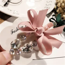 1PC Metal Rhinestone Bangs Side Hair Clip Bow Hairpins Korean Shiny Headdress Hair Clip Grab Women Girls Hair Accessories