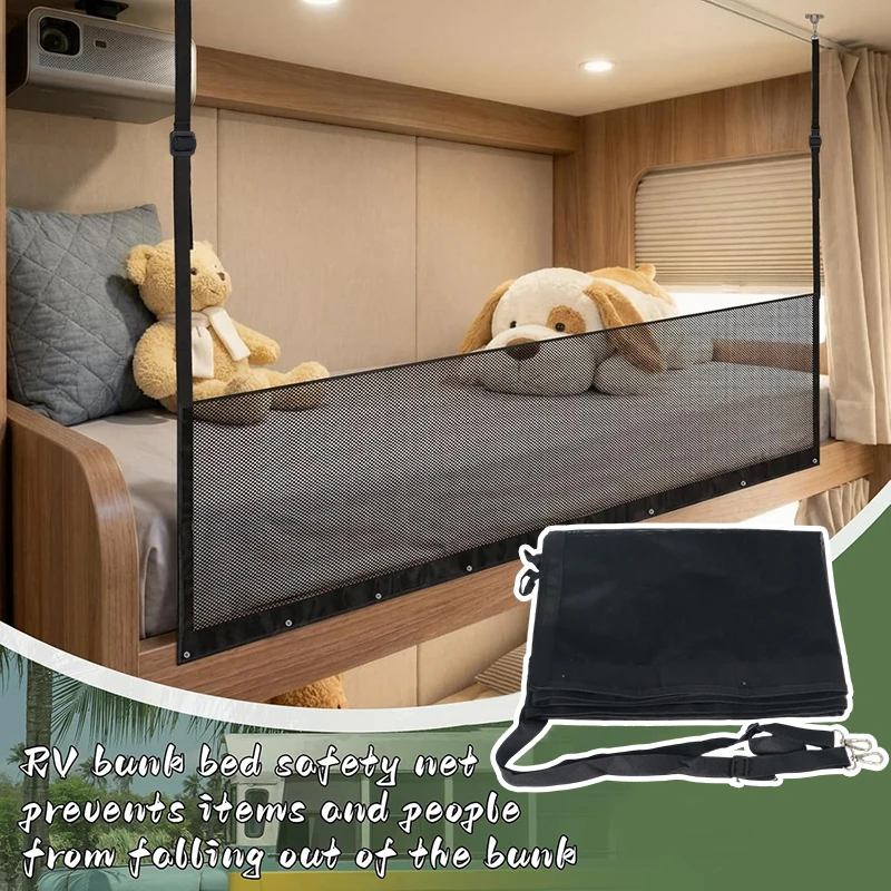 RV Bunk Bed Safety Net Fall Protection Net Adjustable Bunk Bed Netting Interior Accessories For Caravan Motorhome Trailer