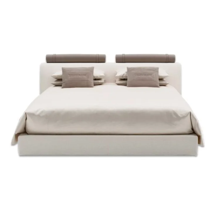 

-Modern single double full queen bed box spring bed frame with upholstered headboard for bedroom or hotel