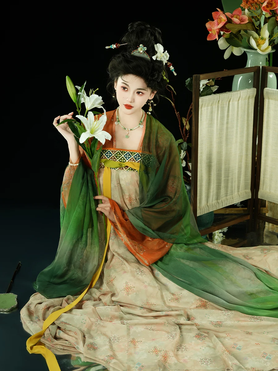 Hanfu Tang Dunhuang restoration and thinness chest-length large-sleeved skirt shirt torn skirt spring and summer daily