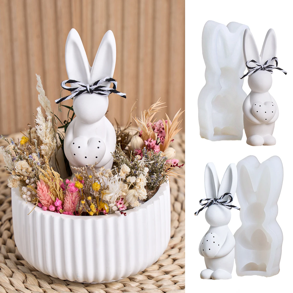 DIY Osterhase Ei Silikon-Kerzenform Handgemachte Aroma-Gips-Epoxidharz-Gießform Seifen- und Kerzenherstellungszubehör Party-Dekoration