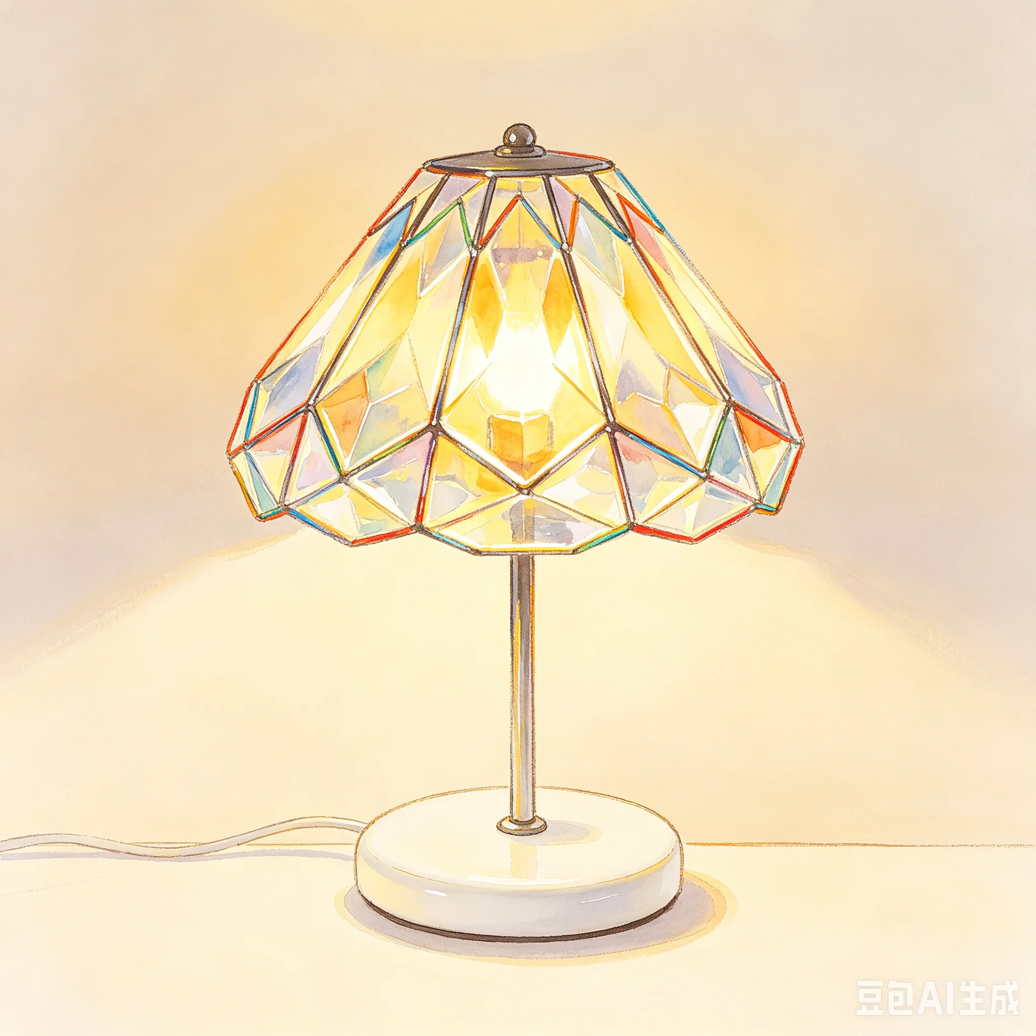 Modern Diamond Bedside Lamp Colorful Painting Table Lamp for Bedroom Decor