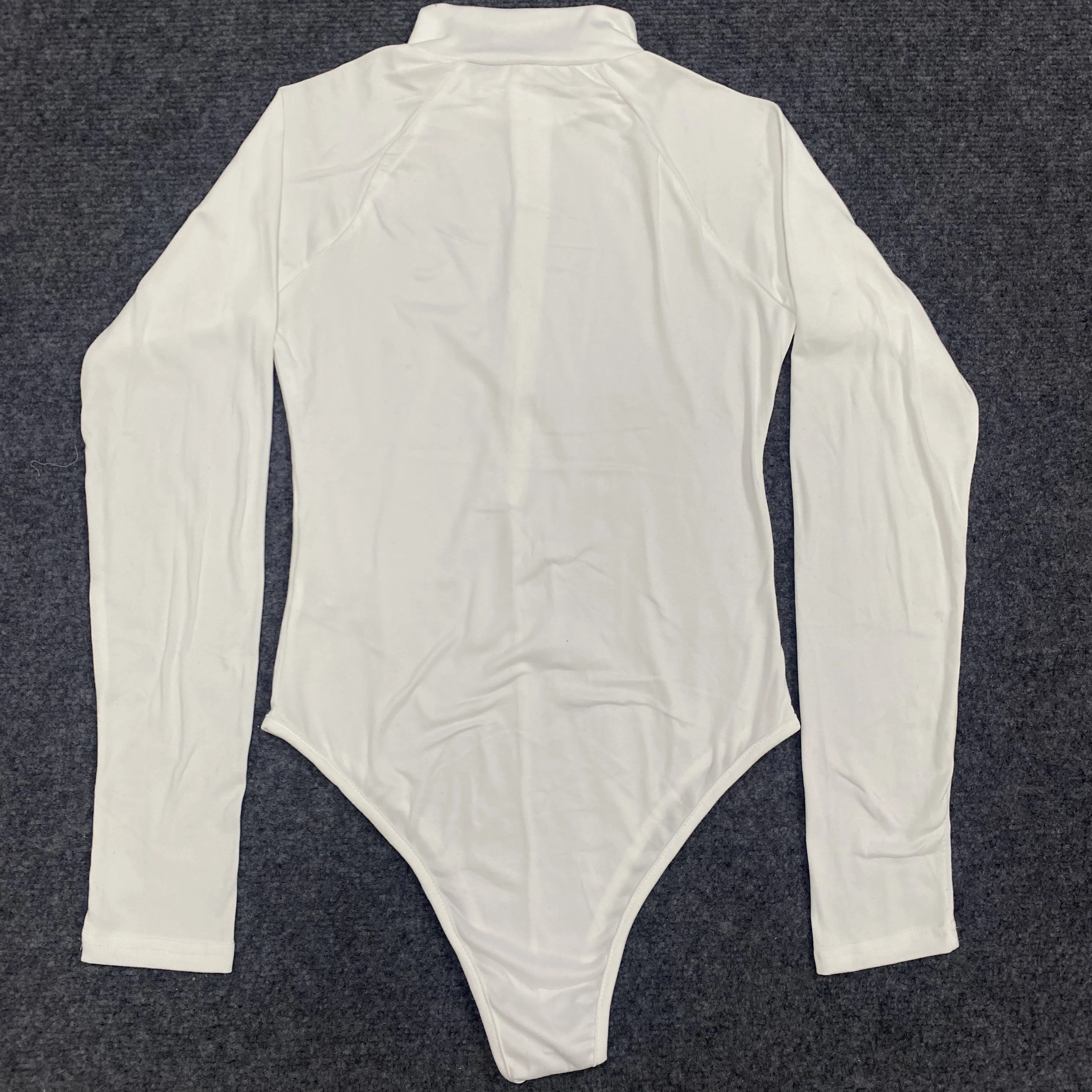 Women's Long Sleeved Round Neck Hidden Zipper Solid Color Top Slim Fit Sexy Hot Girl Spring Jumpsuit