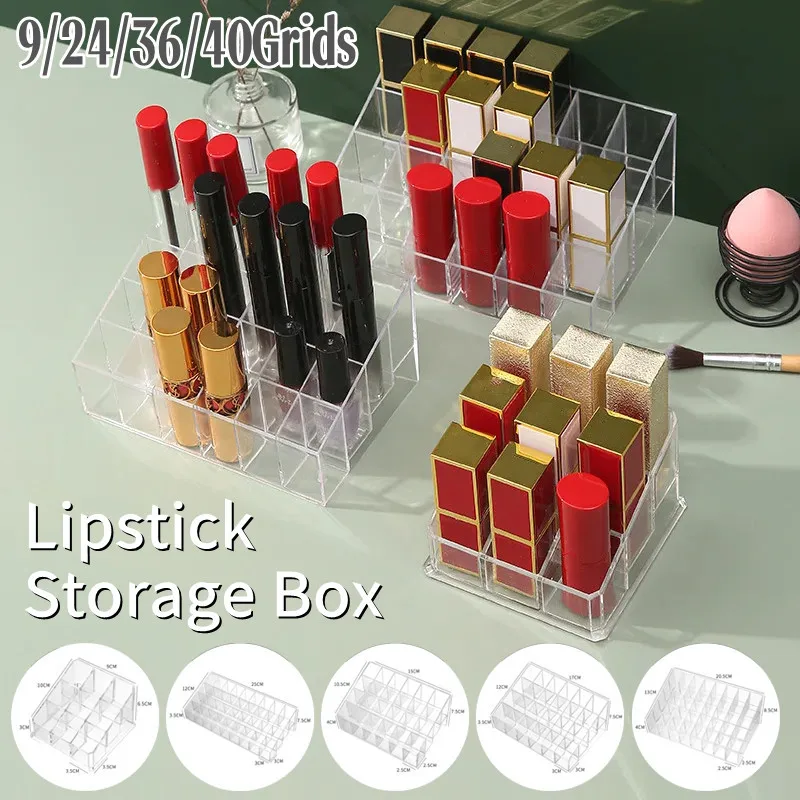 

9/24/36/40 Lattice Trapezoid Plastic Transparent Makeup Display Rack Lipstick Stand Rack Cosmetic Organizer Holder Box