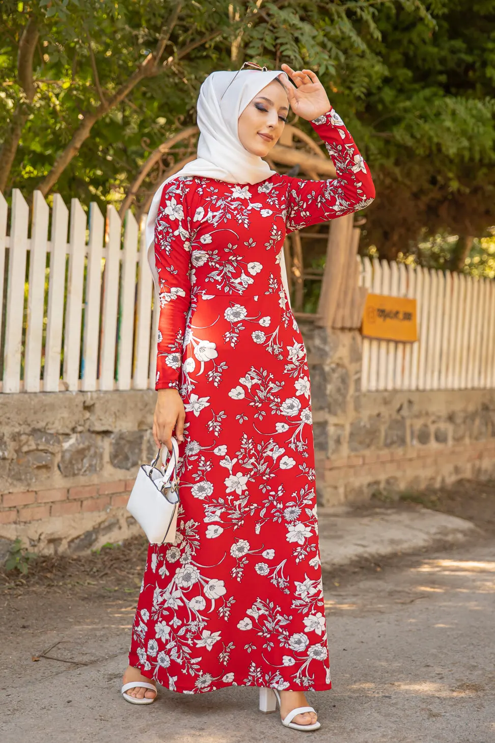 TUGBA Muslim Dress Long Sleeve Floral Print muslim dress code 2021 turkish gown hijab summer