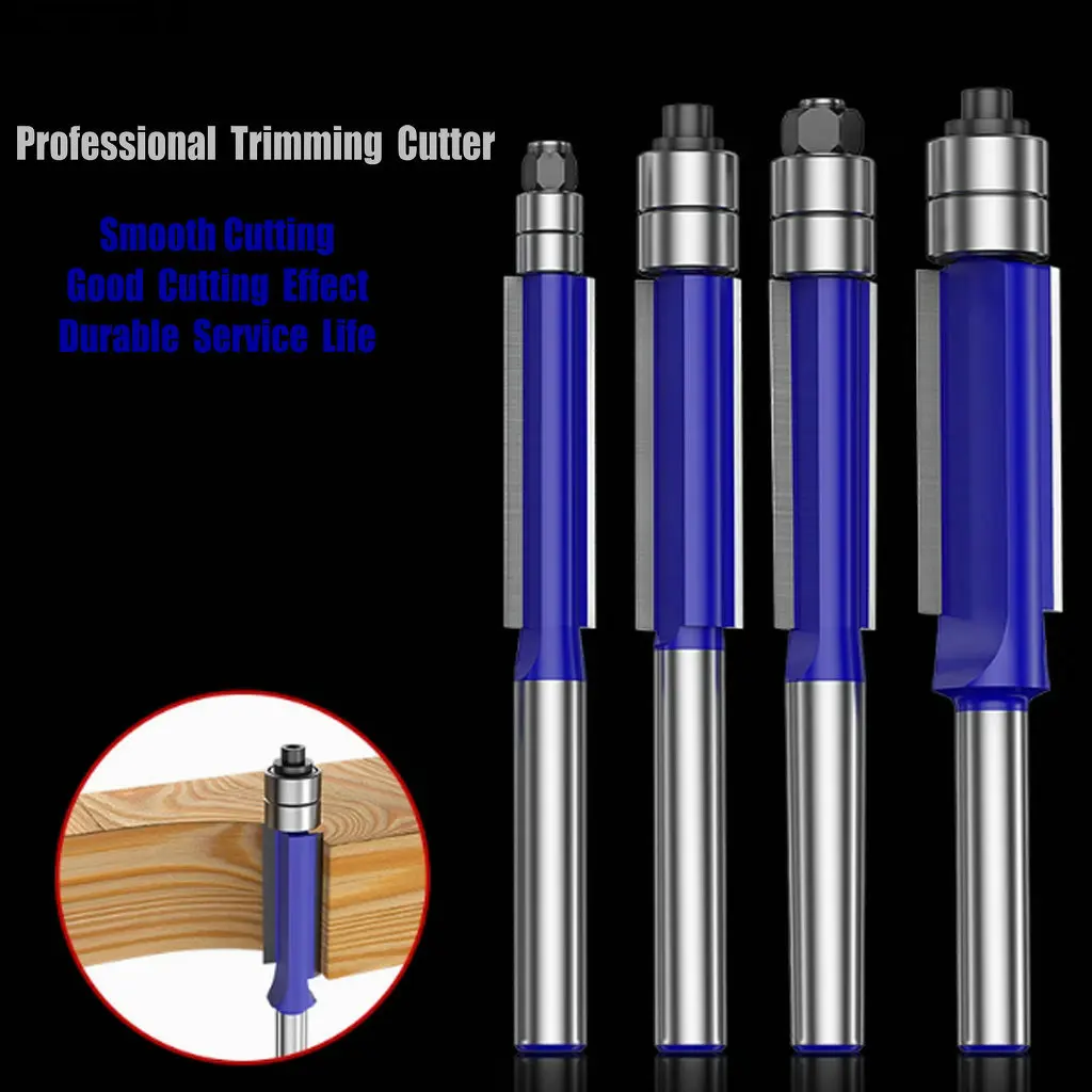 6.35/12.5mm Flush Trimming Bit Wood Milling Cutter with Bearing CNC Router Cutting Tool Straight-Edge 2Flute Woodworking Endmill