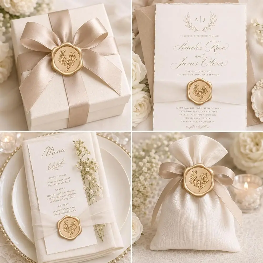 10pcs Eucalyptus Leaf Pattern Wax Seal Stickers Vintage Style Elegant Wax Stamp Stickers Self-Adhesive Envelope Seal Stickers
