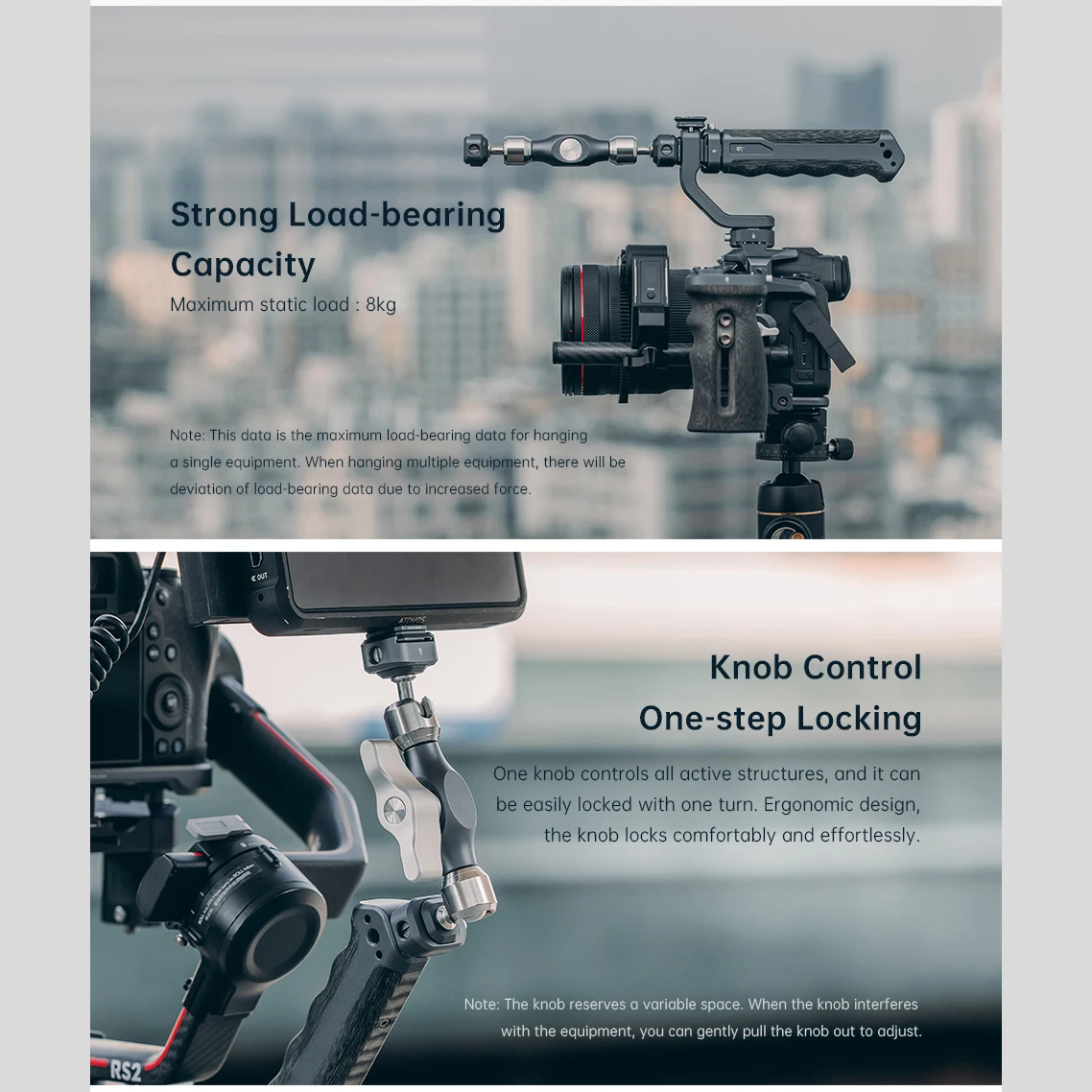 Falcam F22 Kit de braço mágico de extensão de liberação rápida de 3 polegadas com cabeças esféricas duplas para vários dispositivos Monitor de tripé estabilizador