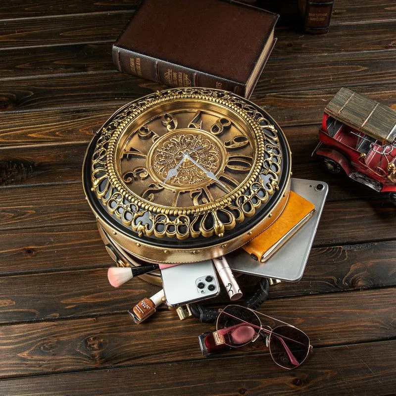 الإبداعية حقيبة ساعة العمل الحقيقية للنساء ساعة حقيقية حقيبة كتف ريترو بولي Leather حقائب جلدية كروسبودي الإناث B