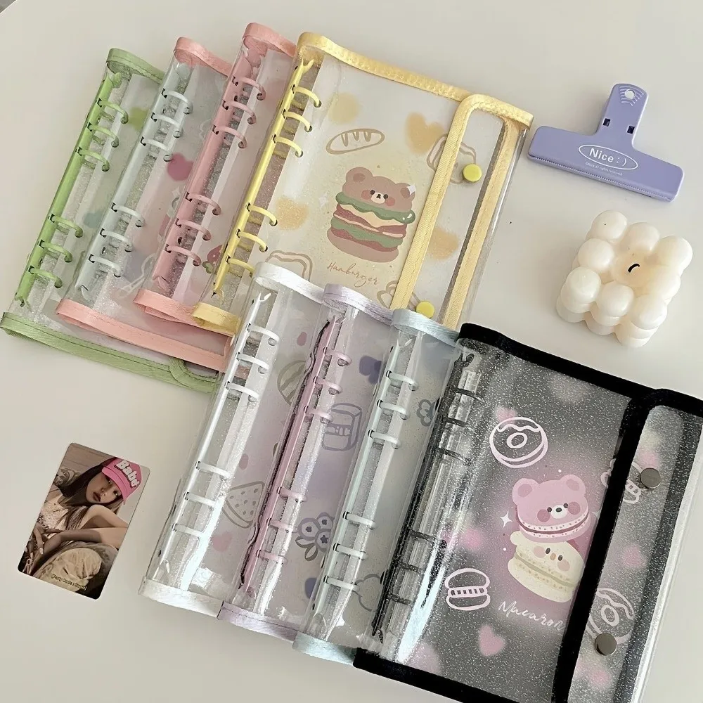 Ins PP A5 غطاء الموثق ورقة فضفاضة DIY ألبوم كتاب مزدوج مشبك بطاقة صغيرة كتيب Kpop حامل مُنظِم